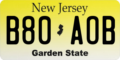NJ license plate B80AOB