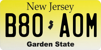 NJ license plate B80AOM