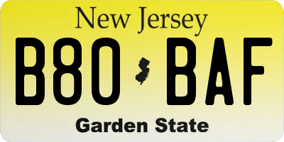 NJ license plate B80BAF