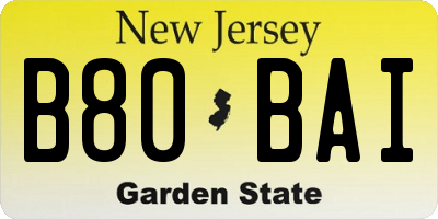 NJ license plate B80BAI