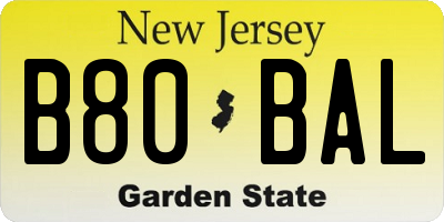 NJ license plate B80BAL