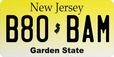 NJ license plate B80BAM