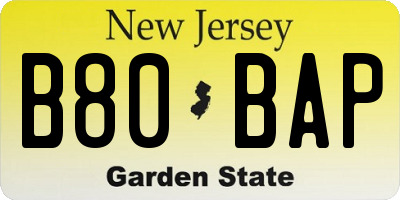 NJ license plate B80BAP