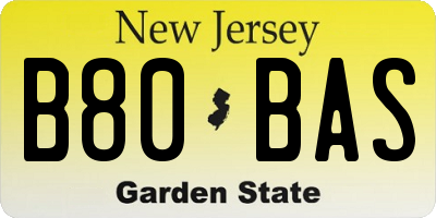 NJ license plate B80BAS