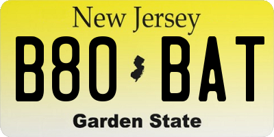 NJ license plate B80BAT