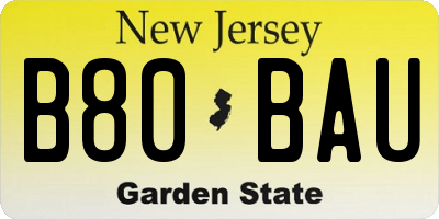 NJ license plate B80BAU