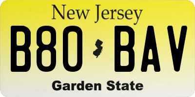 NJ license plate B80BAV