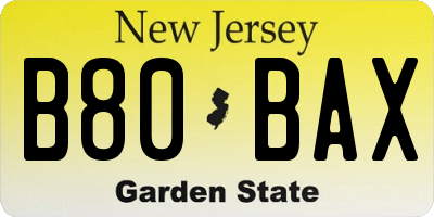 NJ license plate B80BAX