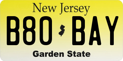 NJ license plate B80BAY