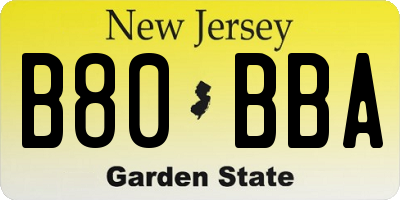 NJ license plate B80BBA