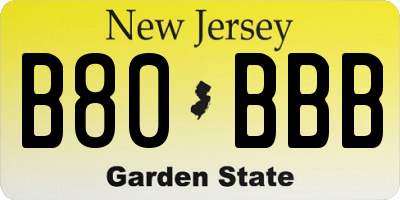 NJ license plate B80BBB