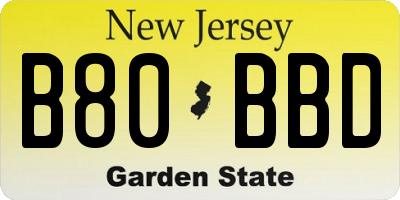 NJ license plate B80BBD