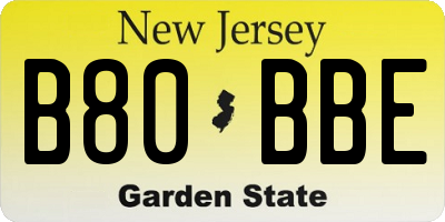 NJ license plate B80BBE