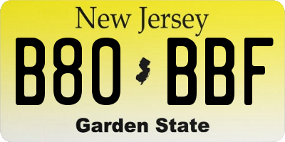NJ license plate B80BBF