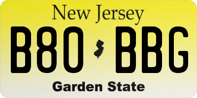 NJ license plate B80BBG