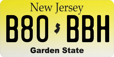 NJ license plate B80BBH