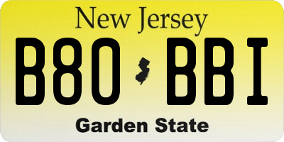 NJ license plate B80BBI
