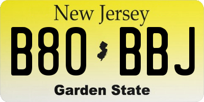 NJ license plate B80BBJ