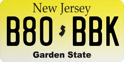 NJ license plate B80BBK
