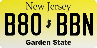NJ license plate B80BBN