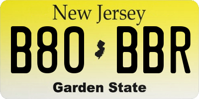 NJ license plate B80BBR