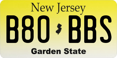 NJ license plate B80BBS