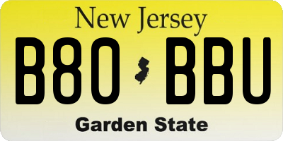 NJ license plate B80BBU
