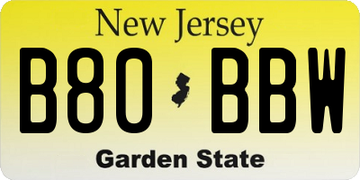 NJ license plate B80BBW