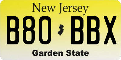 NJ license plate B80BBX