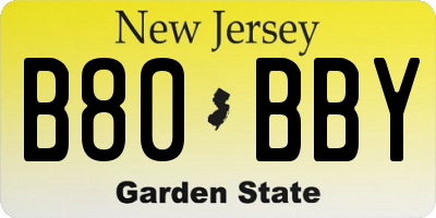 NJ license plate B80BBY