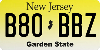 NJ license plate B80BBZ