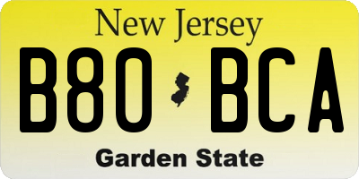 NJ license plate B80BCA
