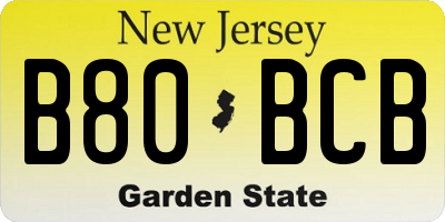 NJ license plate B80BCB