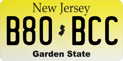 NJ license plate B80BCC