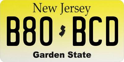 NJ license plate B80BCD