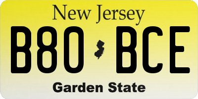 NJ license plate B80BCE