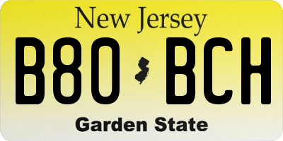 NJ license plate B80BCH
