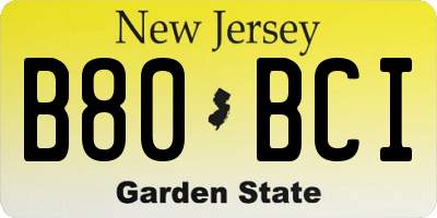 NJ license plate B80BCI