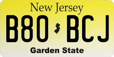 NJ license plate B80BCJ