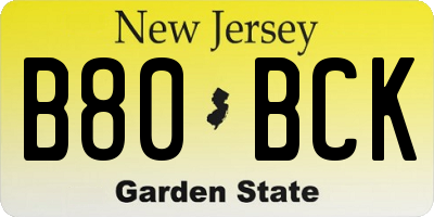 NJ license plate B80BCK