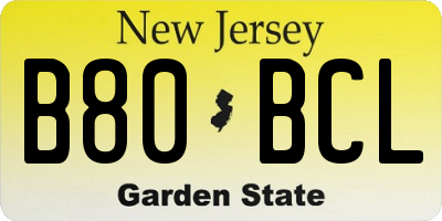 NJ license plate B80BCL