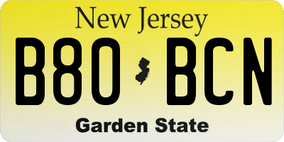 NJ license plate B80BCN