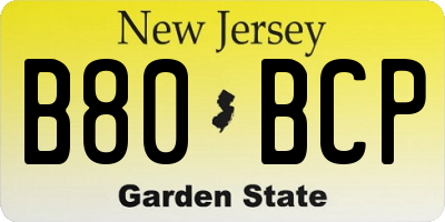 NJ license plate B80BCP