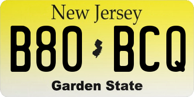 NJ license plate B80BCQ