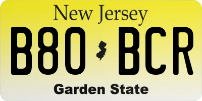 NJ license plate B80BCR