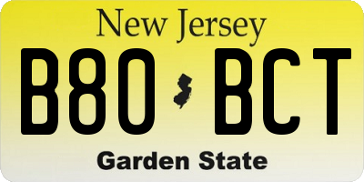 NJ license plate B80BCT