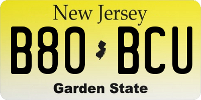 NJ license plate B80BCU