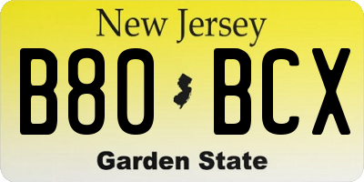 NJ license plate B80BCX