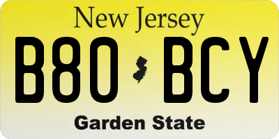 NJ license plate B80BCY