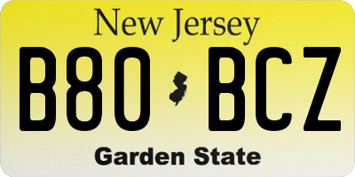 NJ license plate B80BCZ